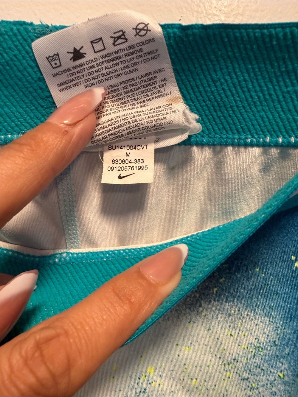Nike Pro Galaxy-Print Compression Shorts - Teal Waistband - Picture 3 of 4